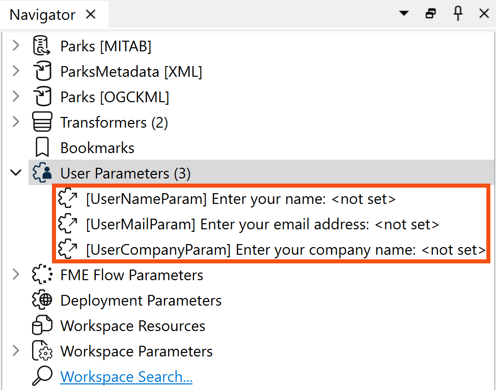 Three user parameters